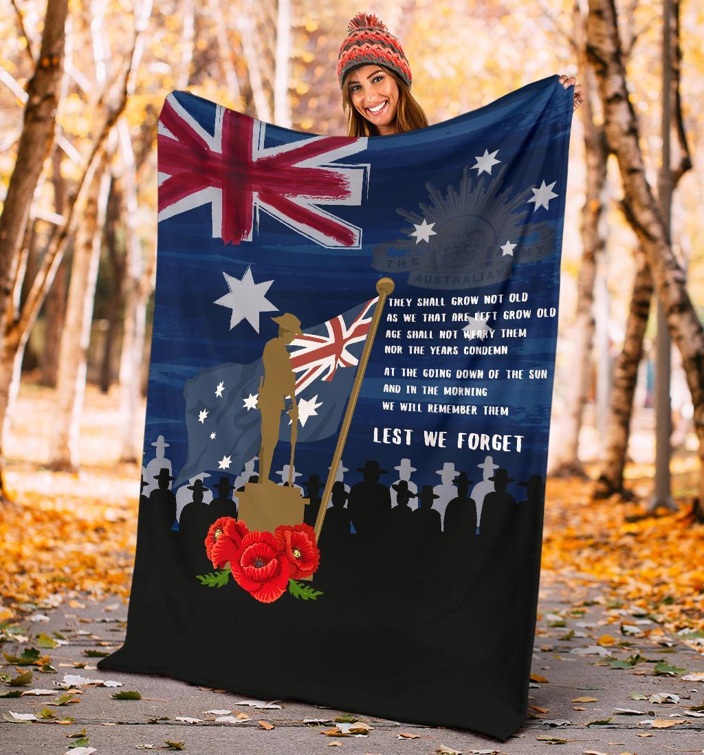 ANZAC Premium Blanket - Always Remember Australian ANZAC Day - Vibe Hoodie Shop