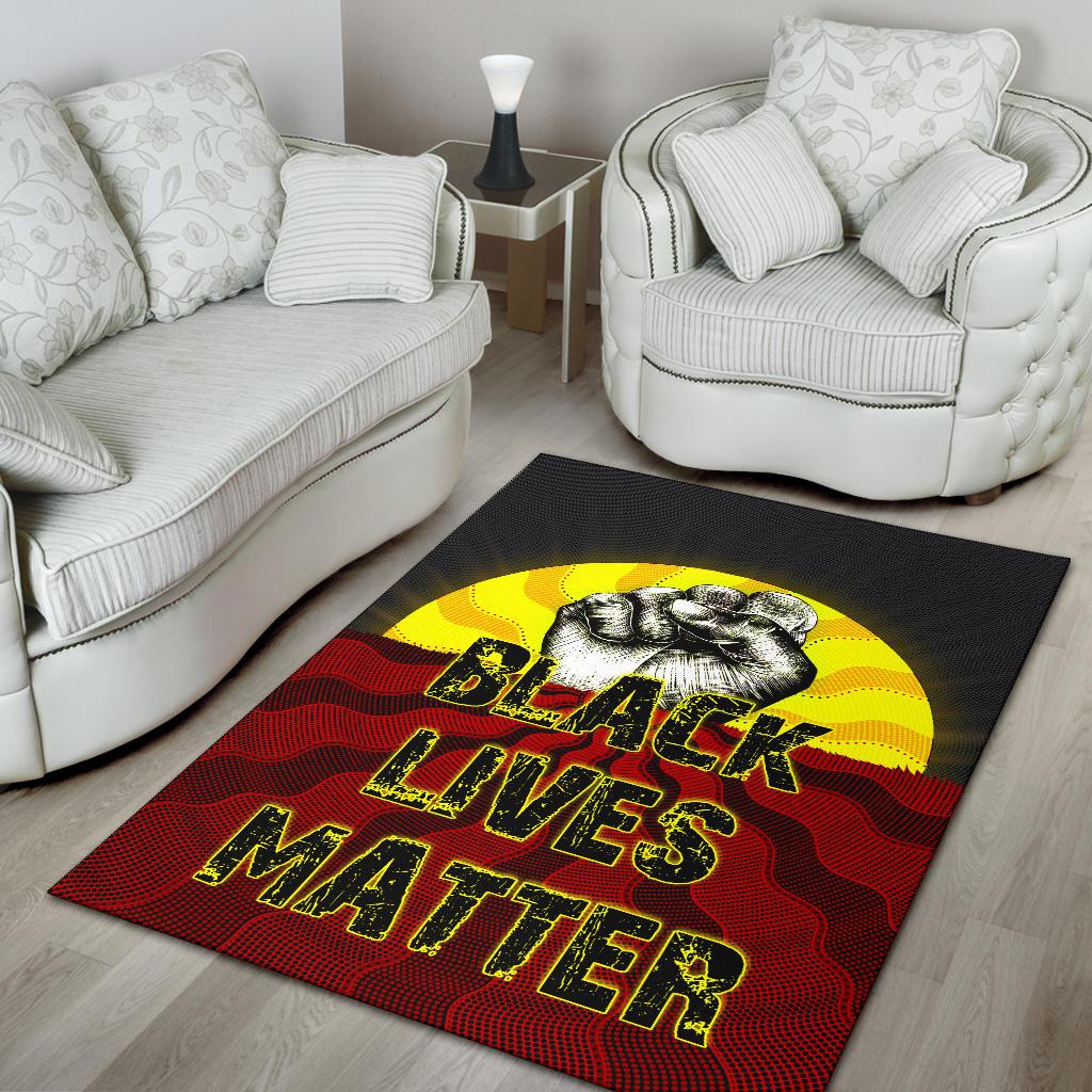 Area Rug, Aboriginal Black Lives Matter Sun Dot Painting - Vibe Hoodie Shop