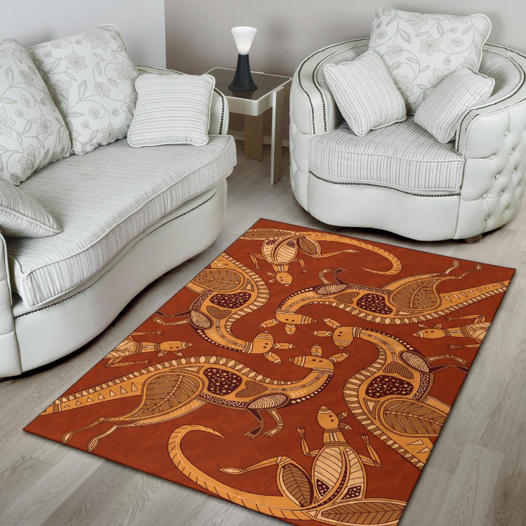 Area Rug - Kangaroo Rug Aboriginal Patterns Ver01 - Vibe Hoodie Shop