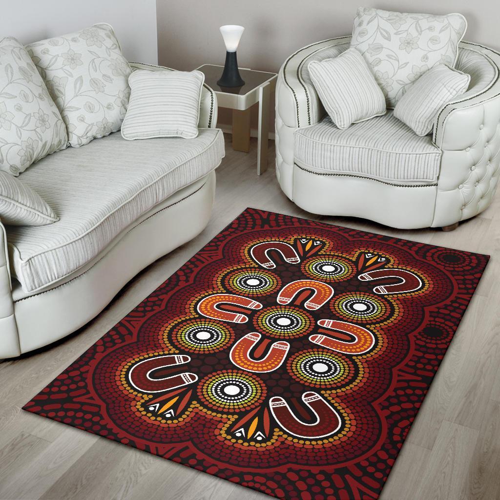 ABoriginal Area Rug - Aboriginal Dot Painting Flowers Style - Vibe Hoodie Shop