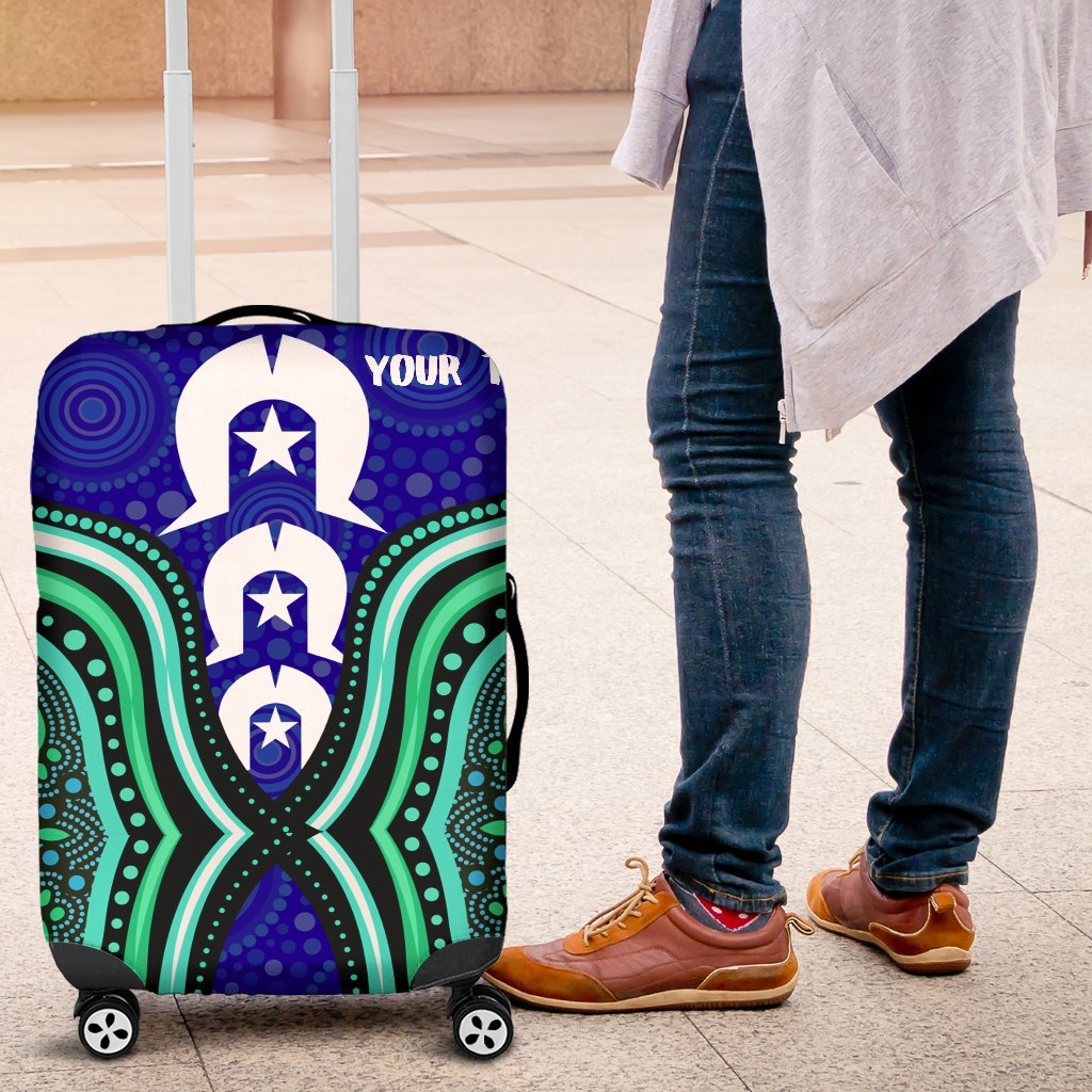 Torres Strait Personalised Luggage Covers - Torres Strait Symbol And Aboriginal Patterns - Vibe Hoodie Shop