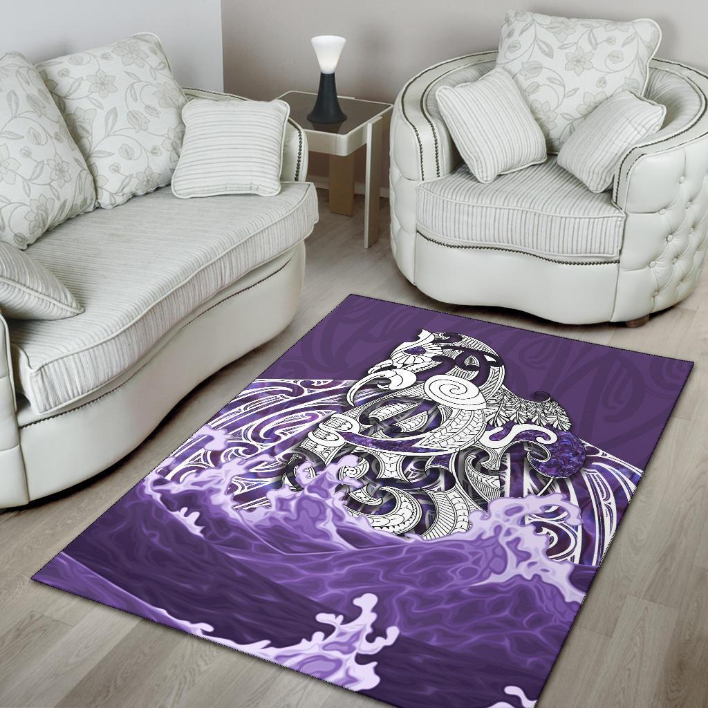 Maori Manaia The Blue Sea Area Rug, Purple - Vibe Hoodie Shop