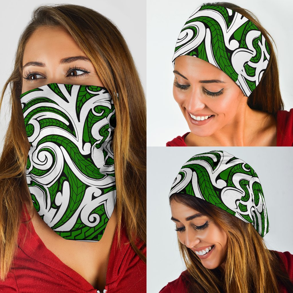 New Zealand Maori Tribal Ornament Bandana - Green - Vibe Hoodie Shop