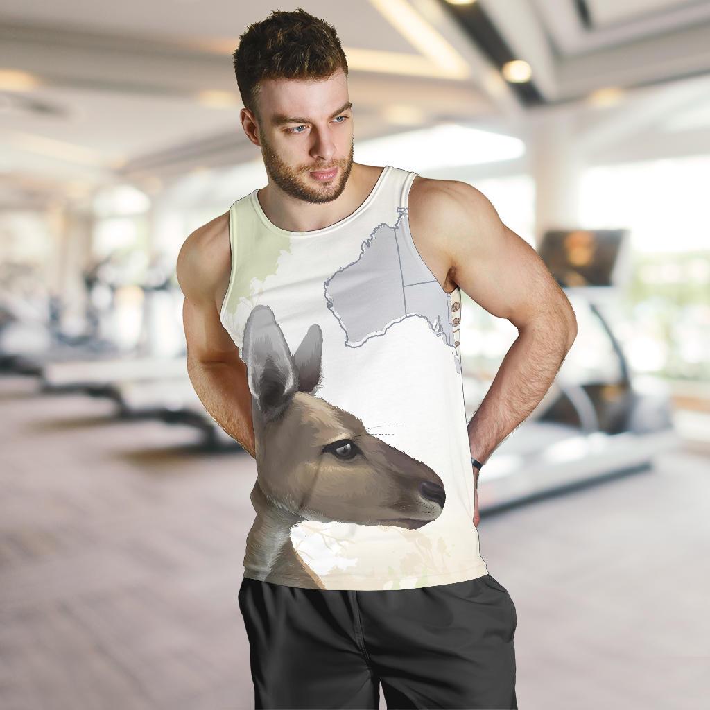 Men Tank Top - Kangaroo Mens Tank Australia Map - Vibe Hoodie Shop