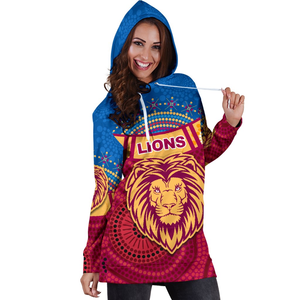 Brisbane Indigenous Women Hoodie Dress Proud Lions - Vibe Hoodie Shop