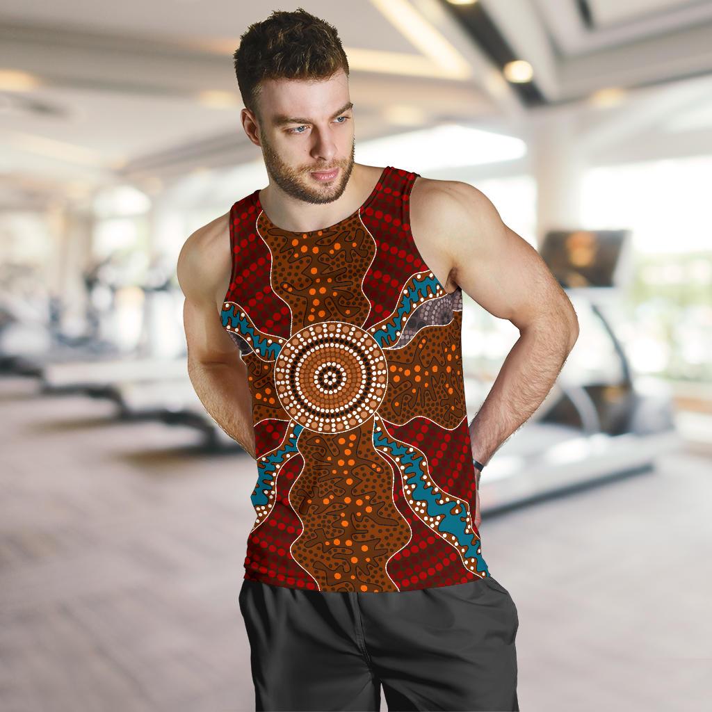 Men Tank Top - Aboriginal Dot Painting Mens Tank Ver06 - Vibe Hoodie Shop