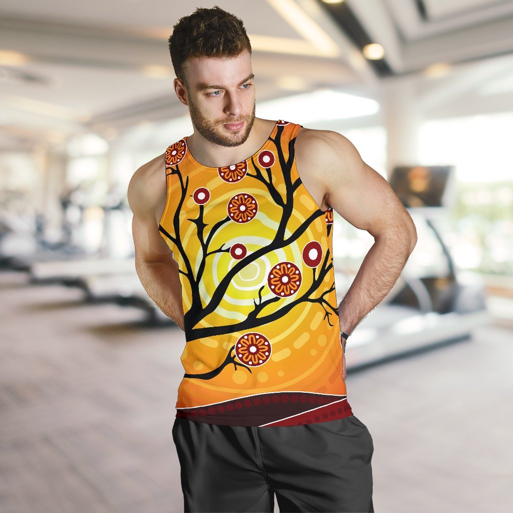 Aboriginal Men's Tank Top - Tree In Spring Season - Vibe Hoodie Shop