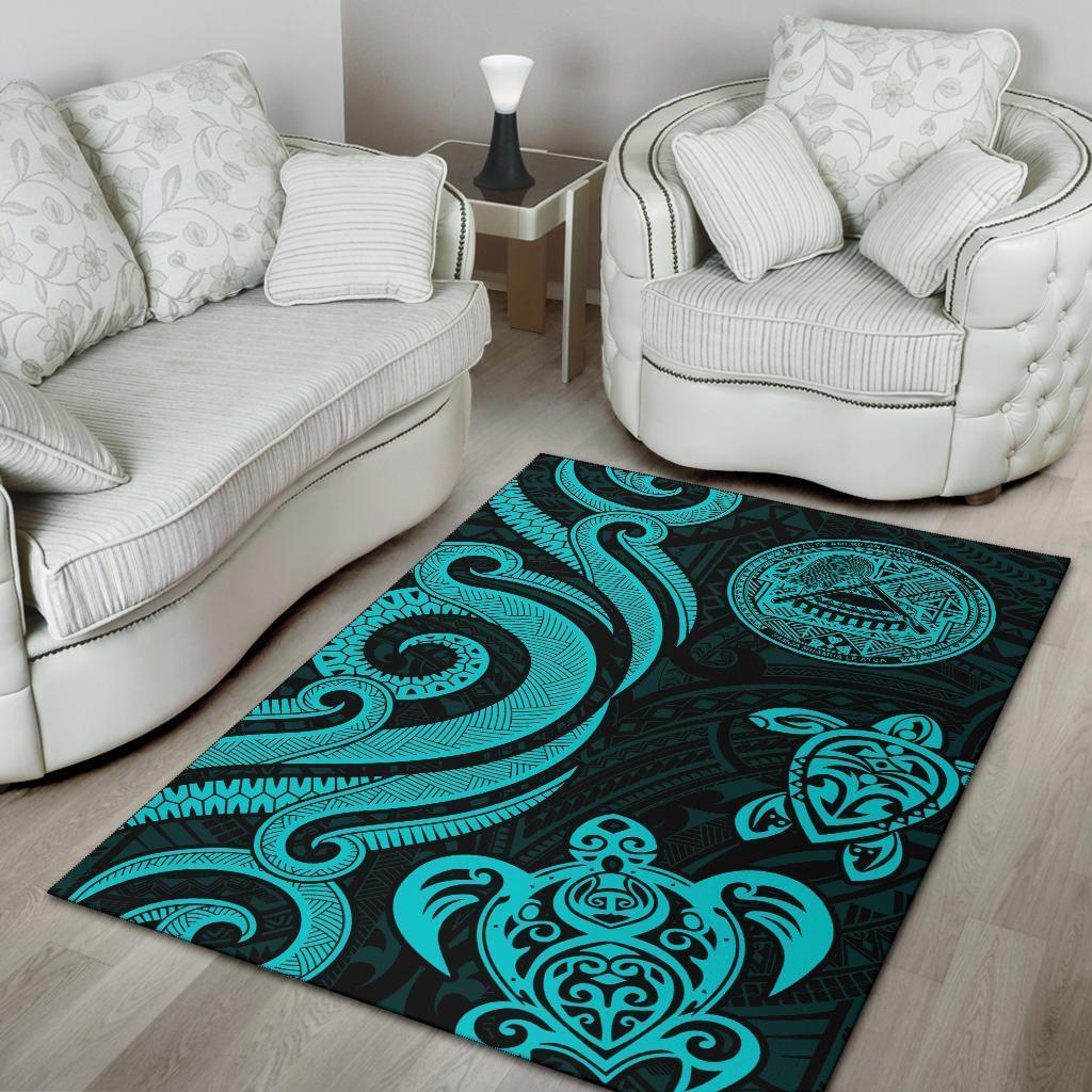 American Samoa Area Rug - Turquoise Tentacle Turtle - Vibe Hoodie Shop