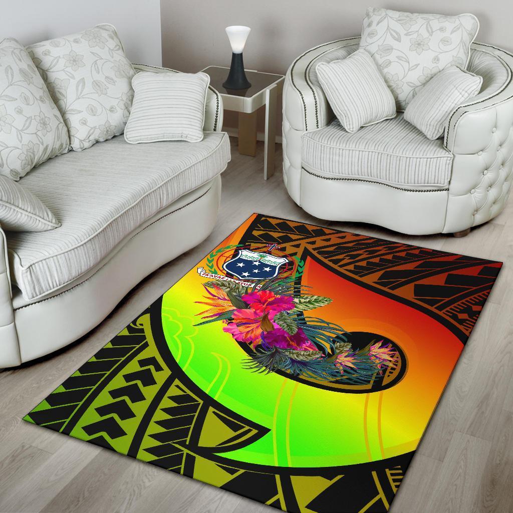 Samoa Area Rug - Polynesian Hook And Hibiscus (Reggae) - Vibe Hoodie Shop