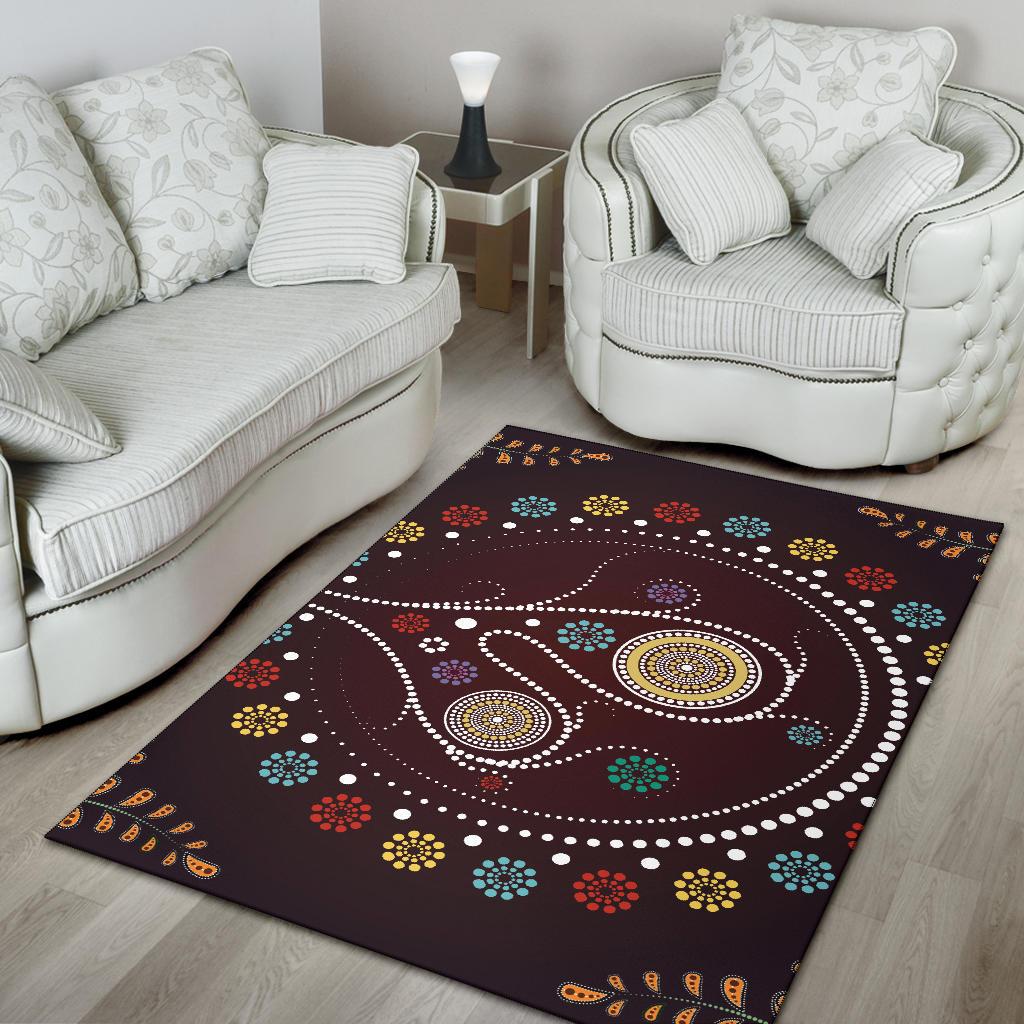 Area Rug - Aboriginal Dot Painting Rug Tree - Vibe Hoodie Shop