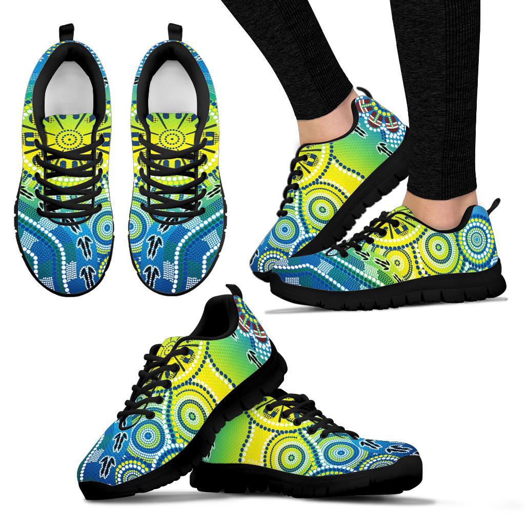 Aboriginal Sneakers - Dot Painting Indigenous Circle Patterns - Vibe Hoodie Shop