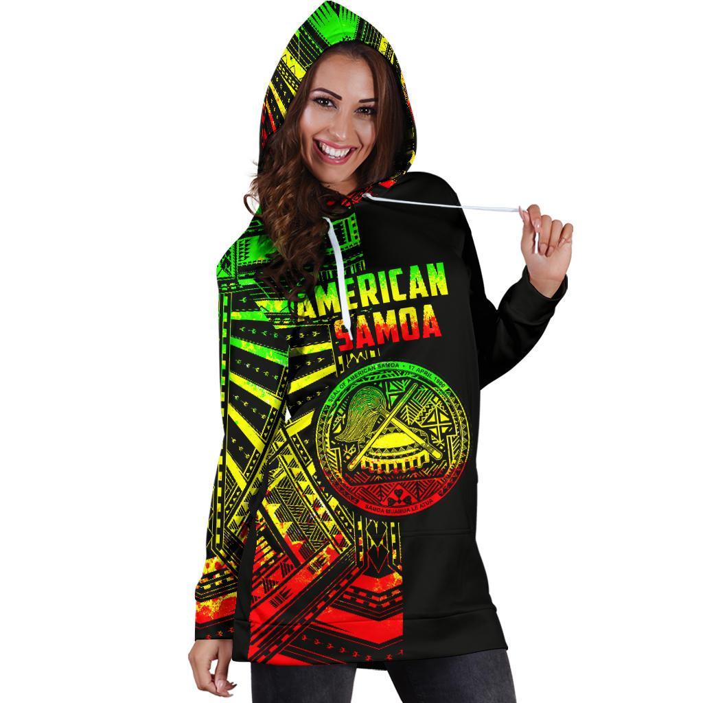 American Samoa Women's Hoodie Dress Reggae - Half Style - Vibe Hoodie Shop