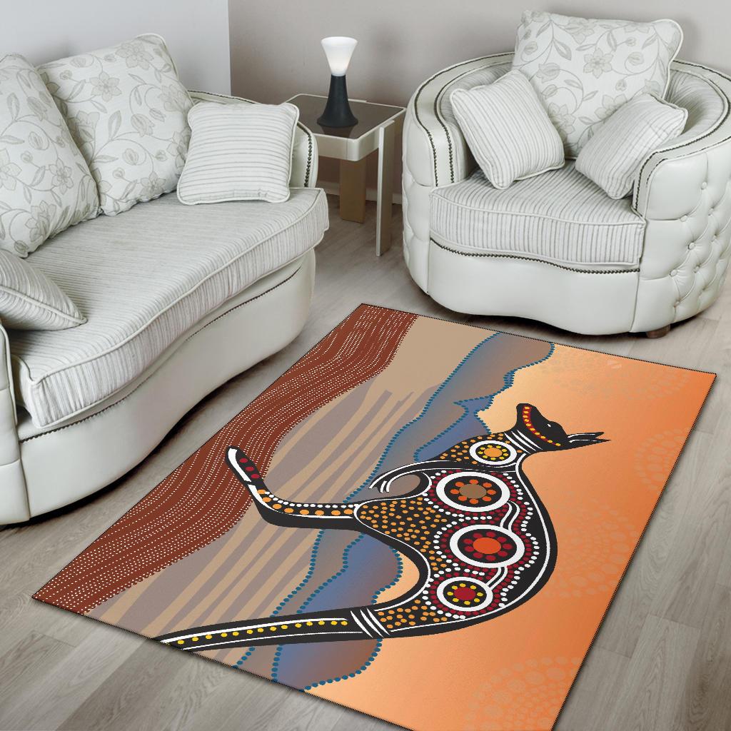 Area Rug - Kangaroo Rug Aboriginal Dot Painting Ver01 - Vibe Hoodie Shop