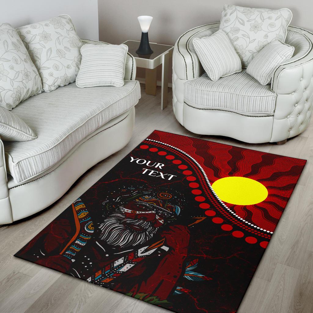 Custom Aboriginal Area Rug - Indigenous People And Sun - Vibe Hoodie Shop