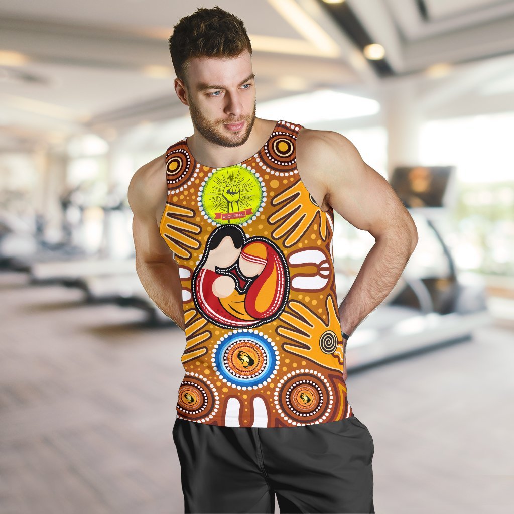 Men's Tank Top - Aboriginal Family With Dot Painting art - Vibe Hoodie Shop