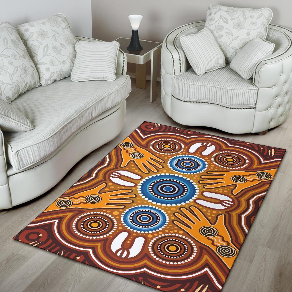 Aboriginal Area Rug - Indegenous Dot Painting Art - Vibe Hoodie Shop