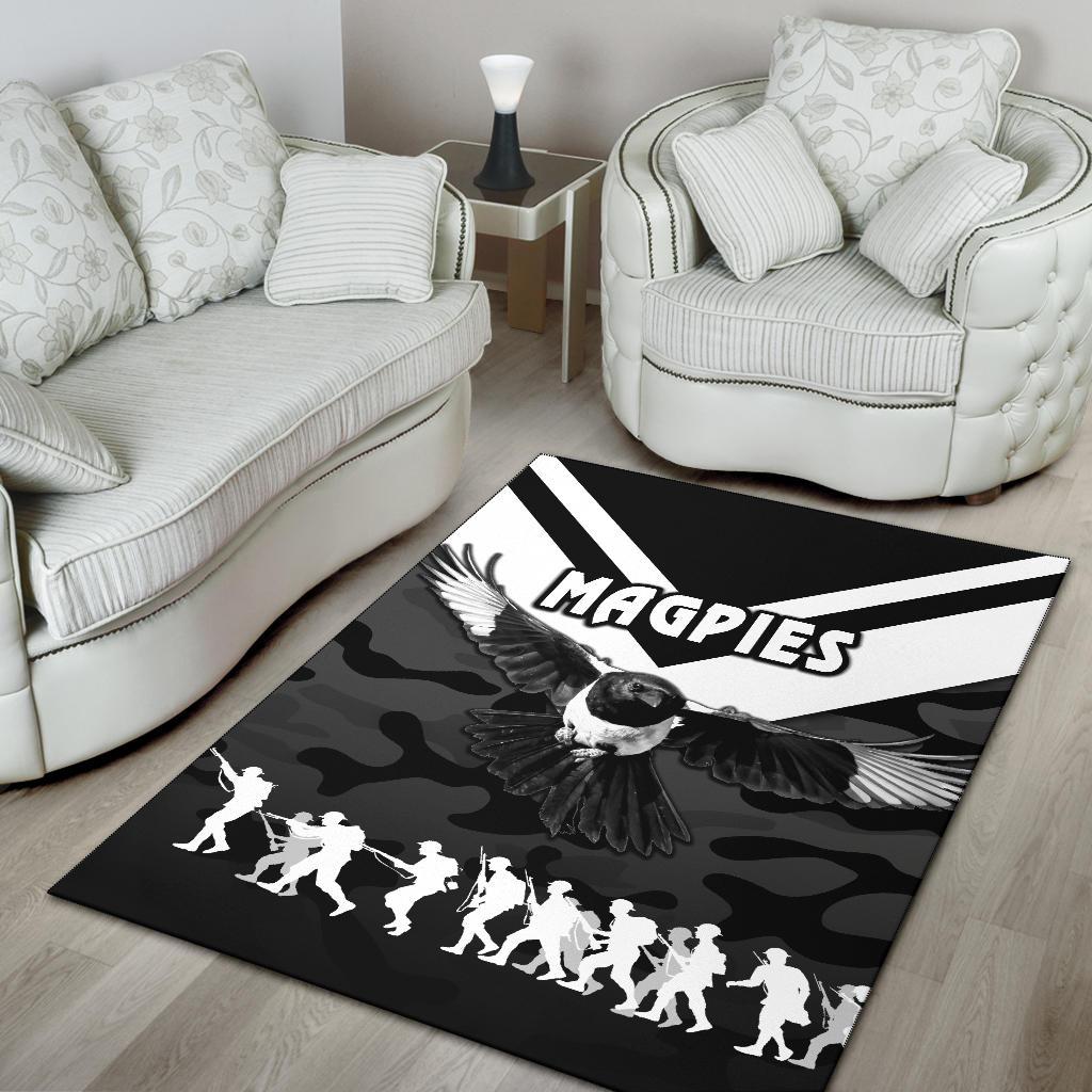 Western Suburbs Magpies Area Rug ANZAC Vibes - Black - Vibe Hoodie Shop