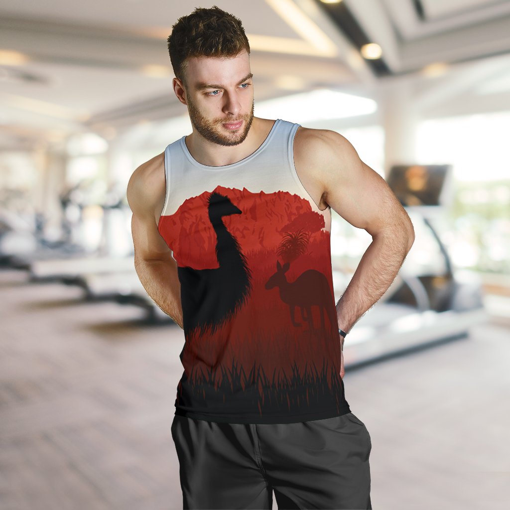 Men's Tank Top - Australian Nature with Emu and Kangaroo - Vibe Hoodie Shop