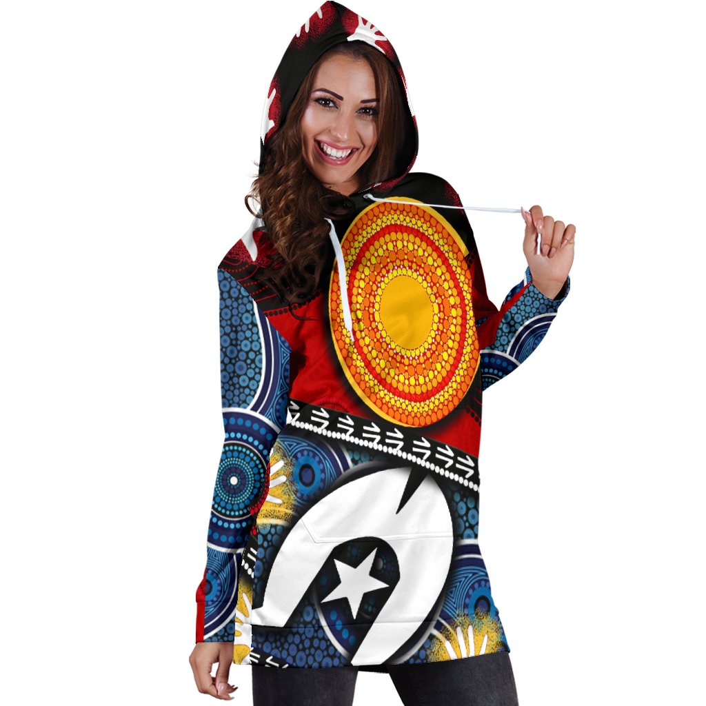 Hoodie Dress - Australian NAIDOC Aboriginal  and Torres Strait Islands Flags - Vibe Hoodie Shop