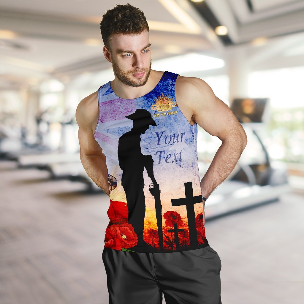 Custom ANZAC Men's Tank Top - ANZAC 2020 Lest We Forget The Australian Army - Vibe Hoodie Shop