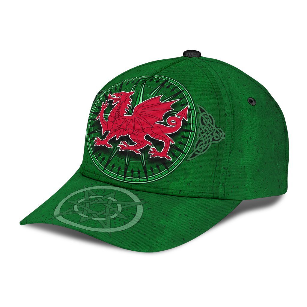 Wales Celtic Classic Cap - Celtic Compass With Welsh Dragon - Vibe Hoodie Shop