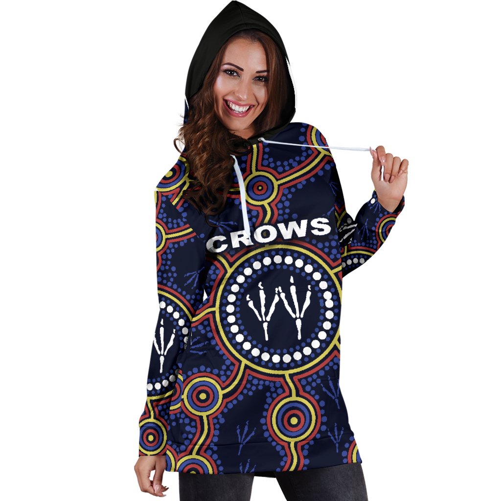 Adelaide Women Hoodie Dress Indigenous Crows Footprint - Vibe Hoodie Shop