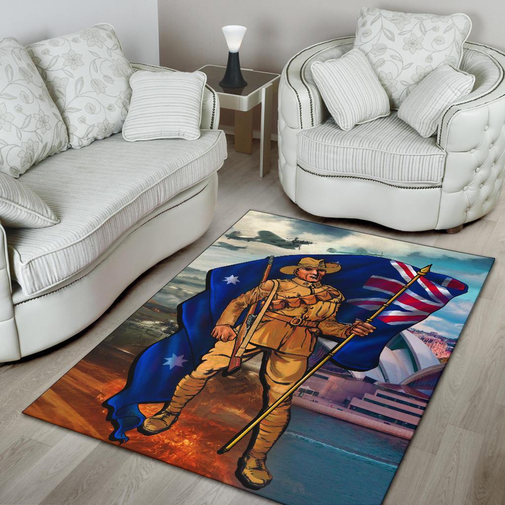 ANZAC Area Rug - Australian Soldier - Vibe Hoodie Shop