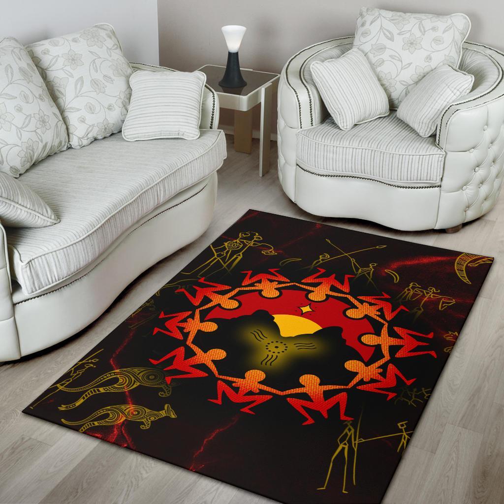 Aboriginal Area Rug - Australia Map and Indigenous Flag - Vibe Hoodie Shop