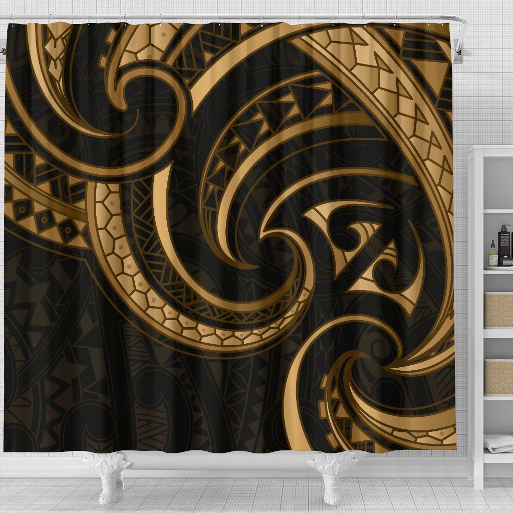 new-zealand-maori-mangopare-shower-curtain-polynesian-gold