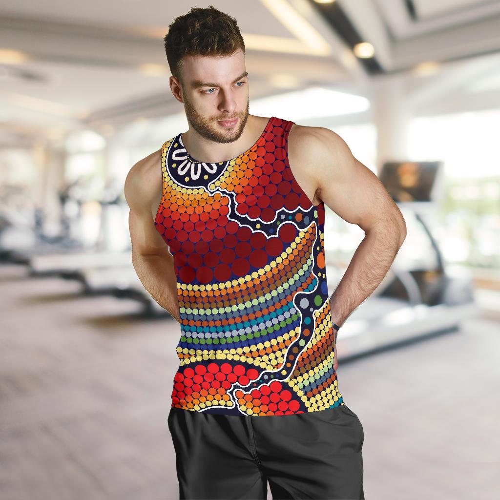 Men Tank Top - Aboriginal Dot Painting Mens Tank Ver11 - Vibe Hoodie Shop