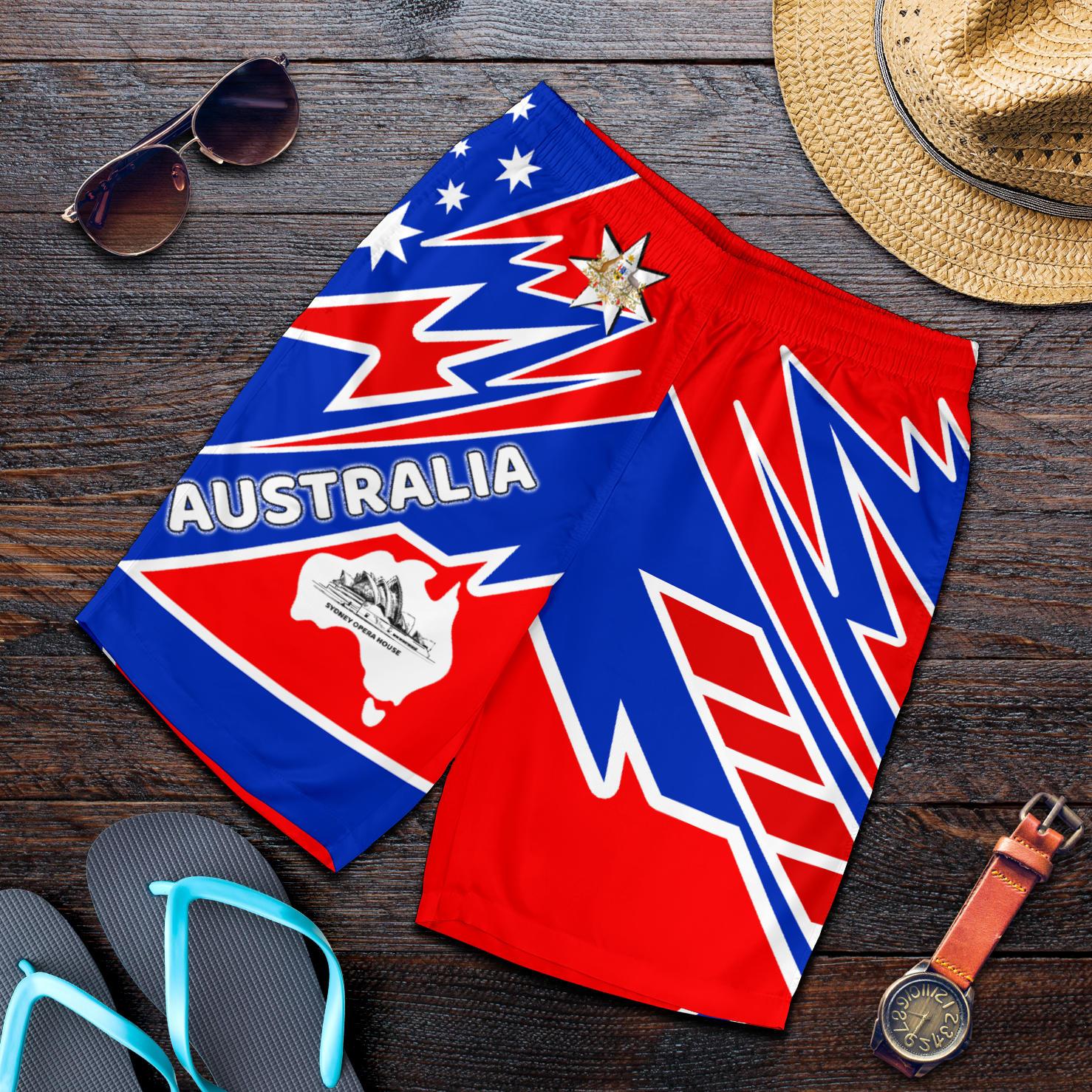 Shorts Men - Australia Flag Color And Coat Of Arm - Vibe Hoodie Shop