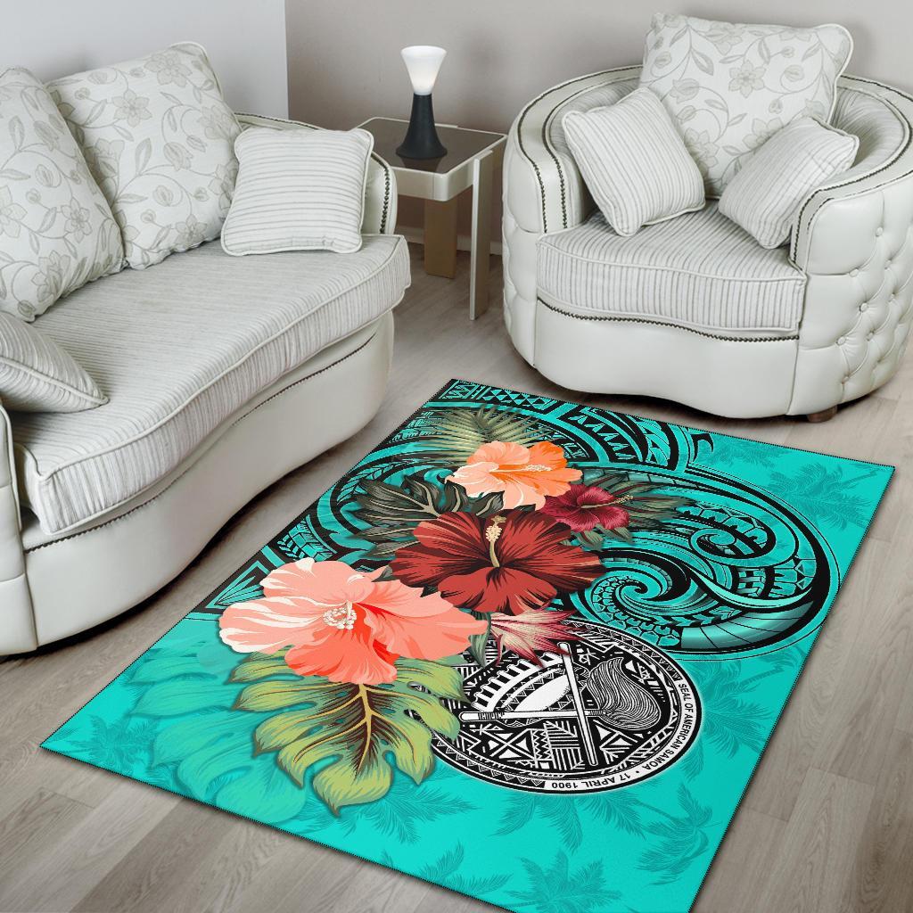 American Samoa Area Rug Hibiscus Polynesian - Vibe Hoodie Shop