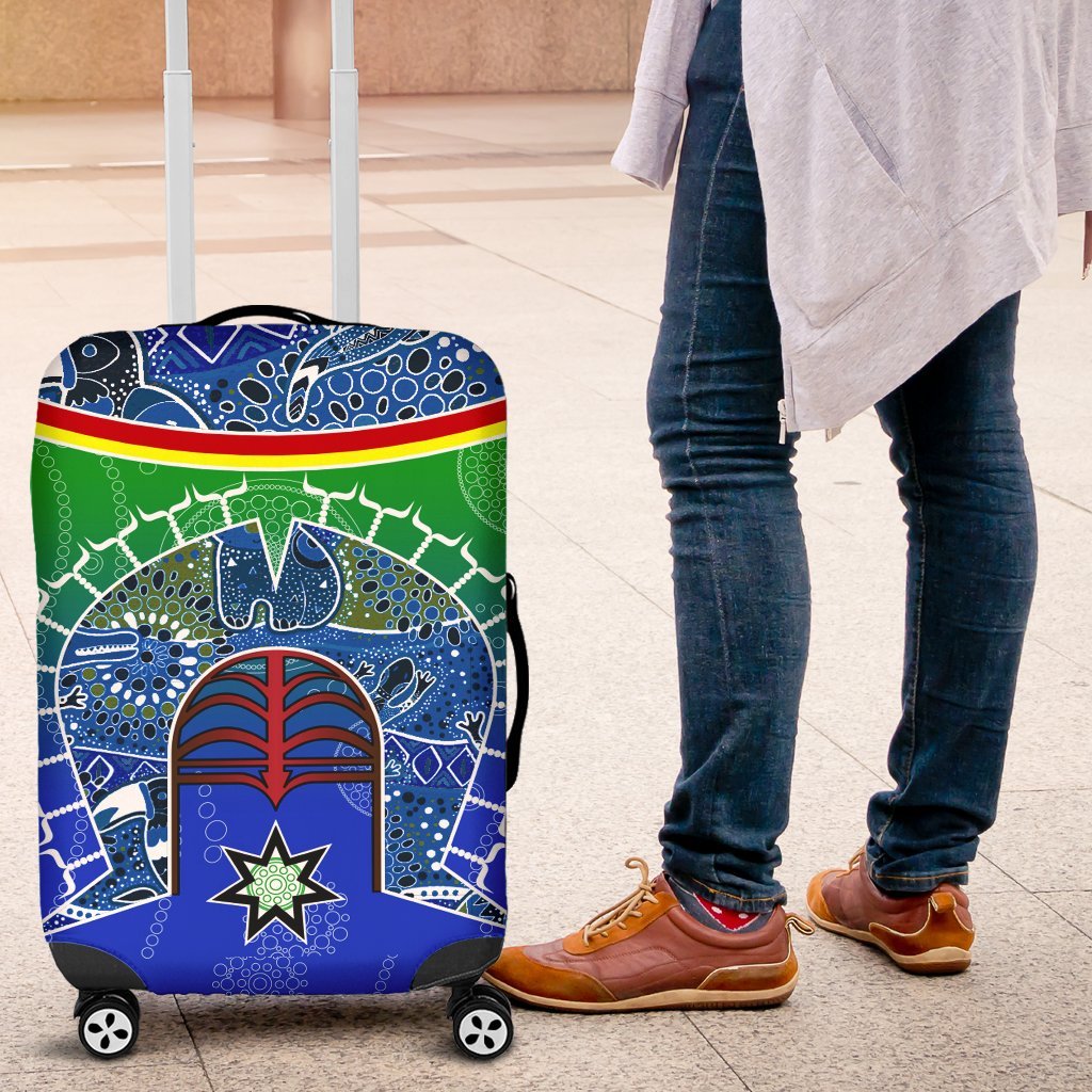 Luggage Covers - Torres Strait Symbol With Aboriginal Patterns - Vibe Hoodie Shop