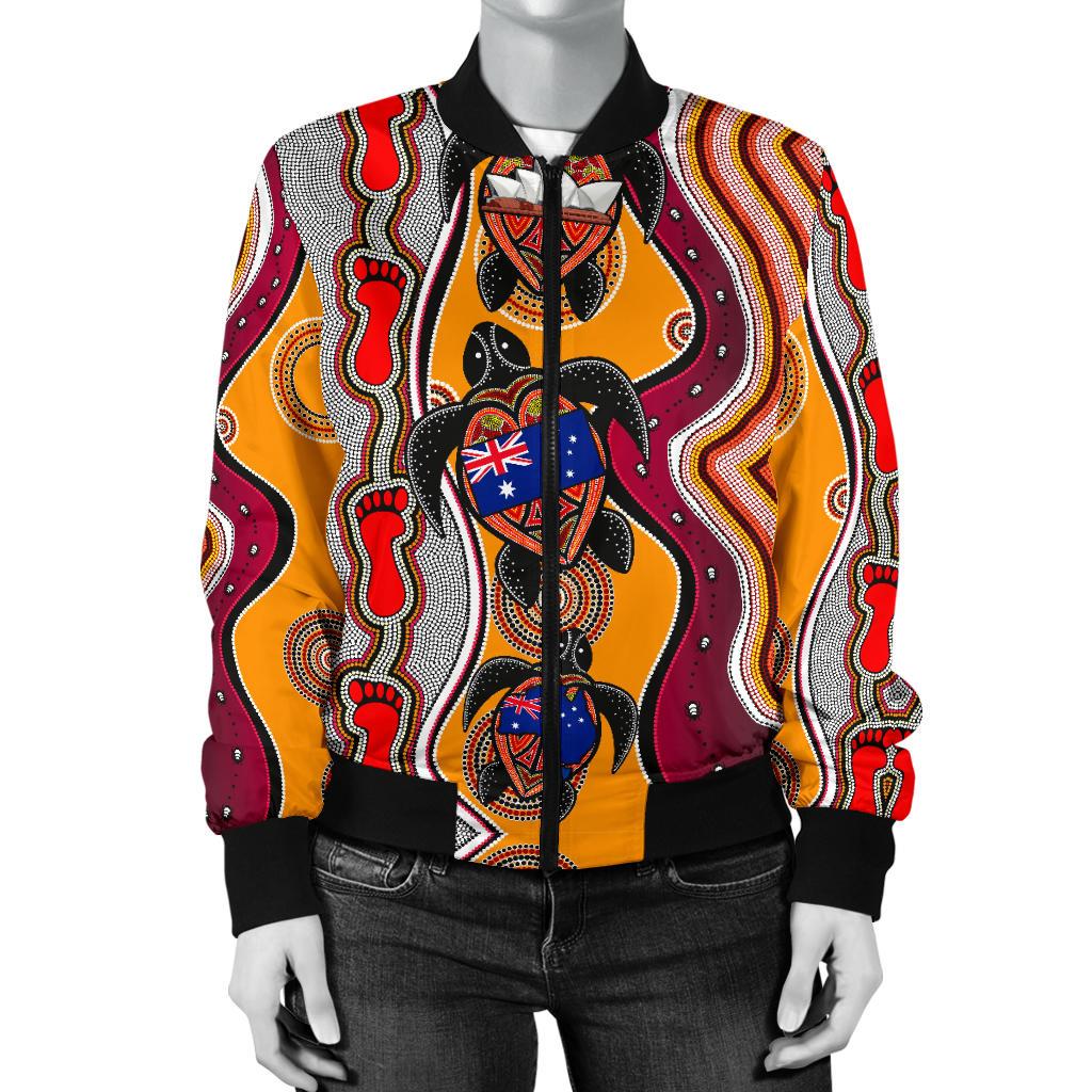 Bomber Jacket - Aboriginal Patterns Jacket Turtle - Women - Vibe Hoodie Shop