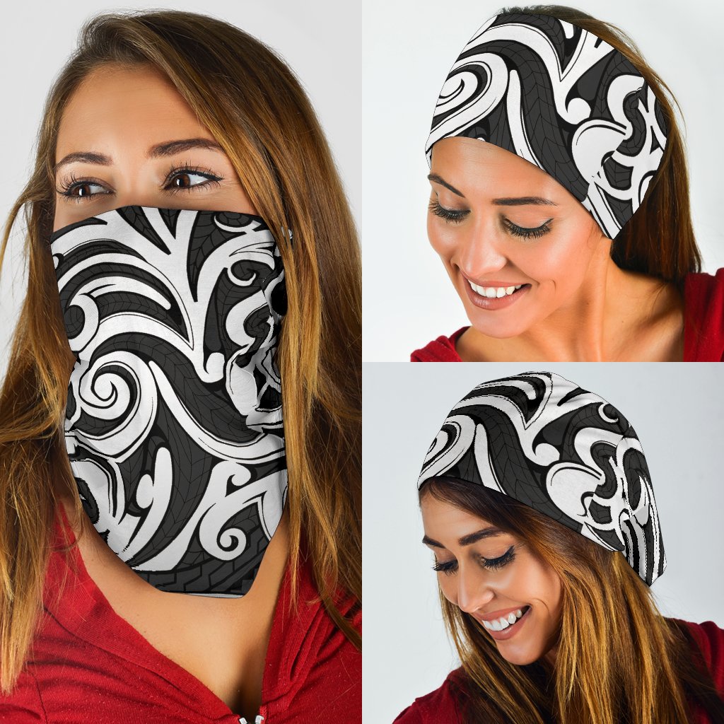 New Zealand Maori Tribal Ornament Bandana - Gray - Vibe Hoodie Shop