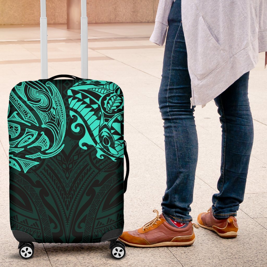 New Zealand Luggage Covers, Maori Polynesian Tattoo Turquoise - Vibe Hoodie Shop