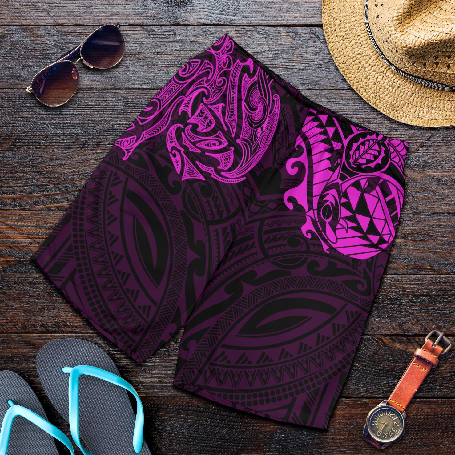 New Zealand All Over Print Men's Shorts, Maori Polynesian Tattoo Purple - Vibe Hoodie Shop