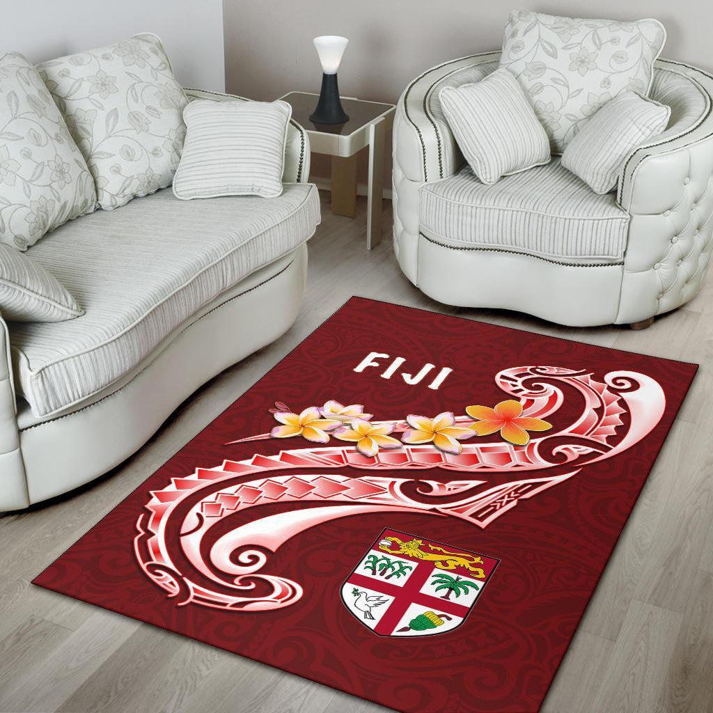 Fiji Area Rug - Fiji Seal Polynesian Patterns Plumeria (Red) - Vibe Hoodie Shop