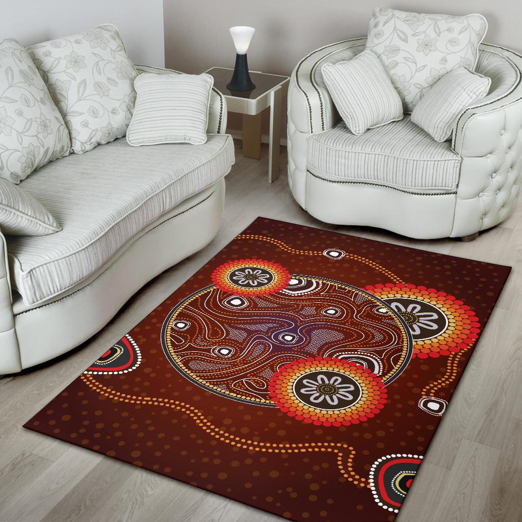 Area Rug - Aboriginal Dot Painting Rug Earth Ver11 - Vibe Hoodie Shop