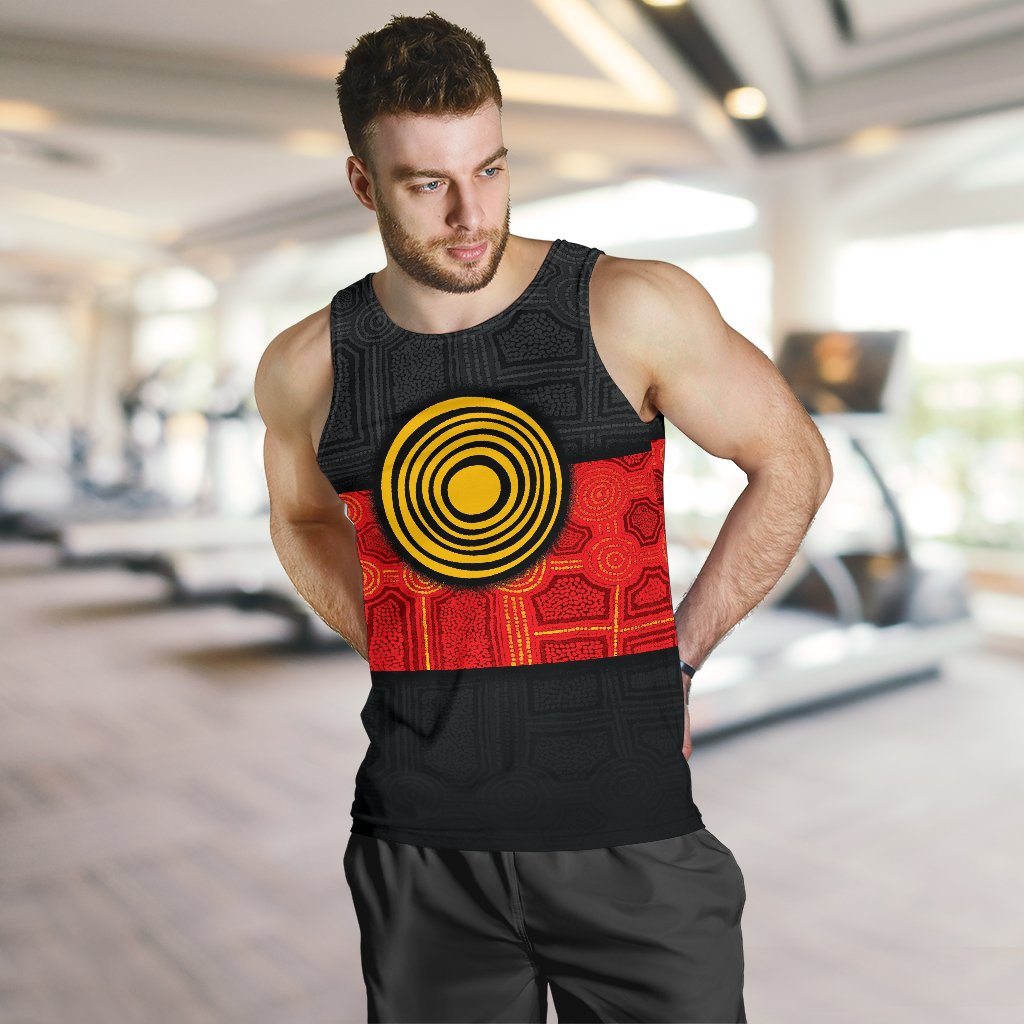 Aboriginal Men's Tank Top - Aussie Indigenous Flag - Vibe Hoodie Shop