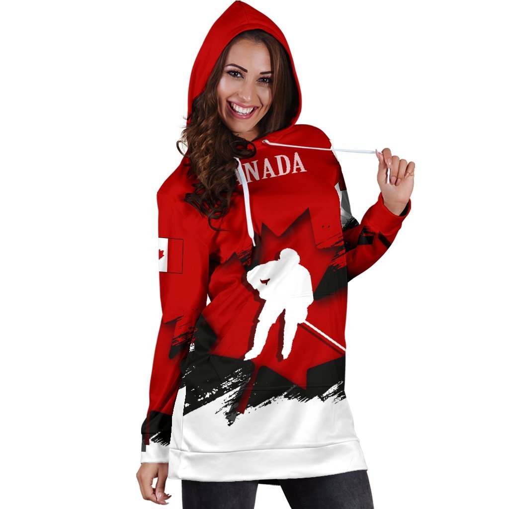 Canada Hoodie Dress - Maple Leaf Hockey (Women) - Vibe Hoodie Shop