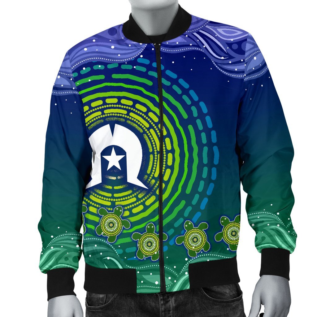 Torres Strait Islanders Men's Bomber Jacket - Aboriginal Turtle - Vibe Hoodie Shop