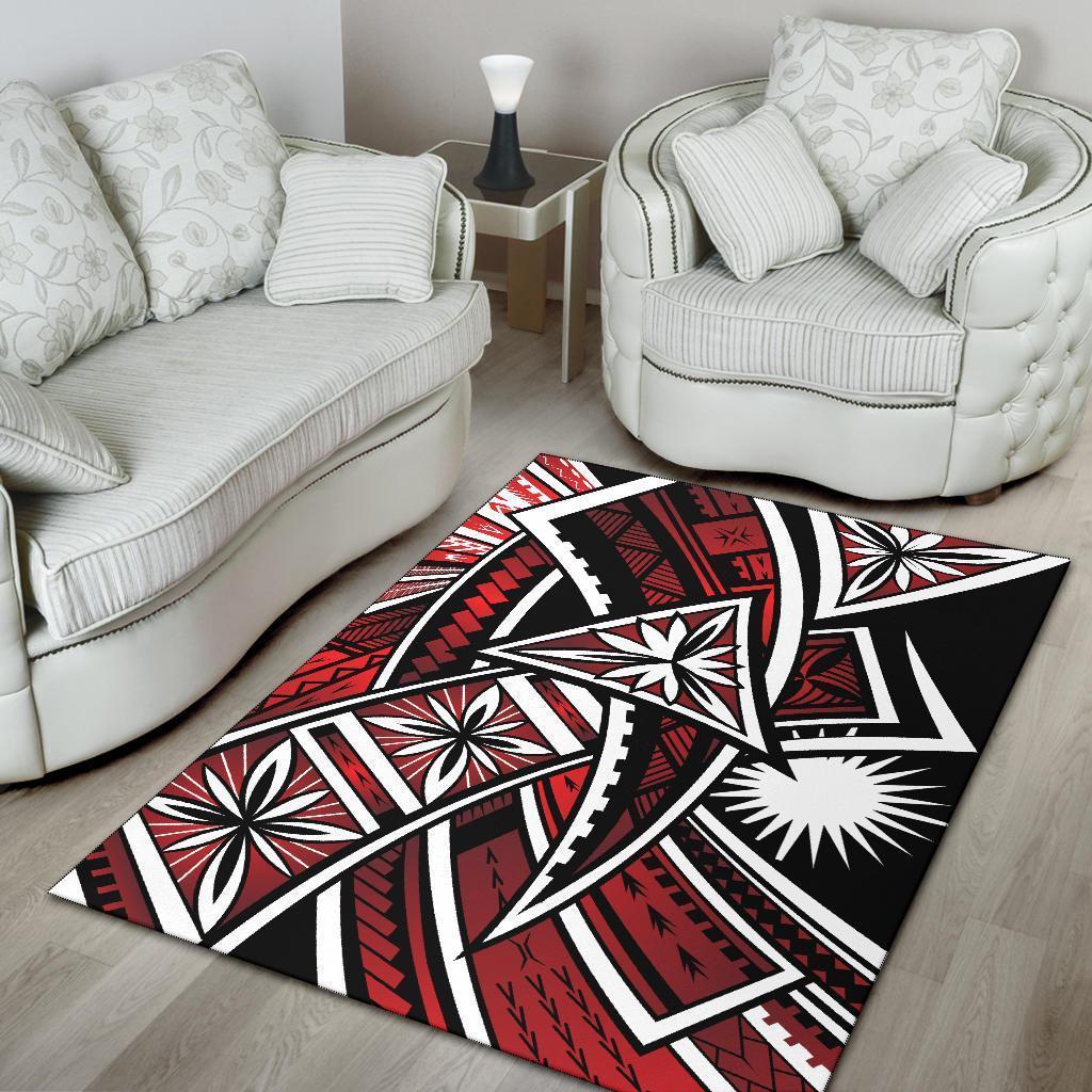 Marshall Islands Area Rug - Tribal Flower Special Pattern Red Color - Vibe Hoodie Shop