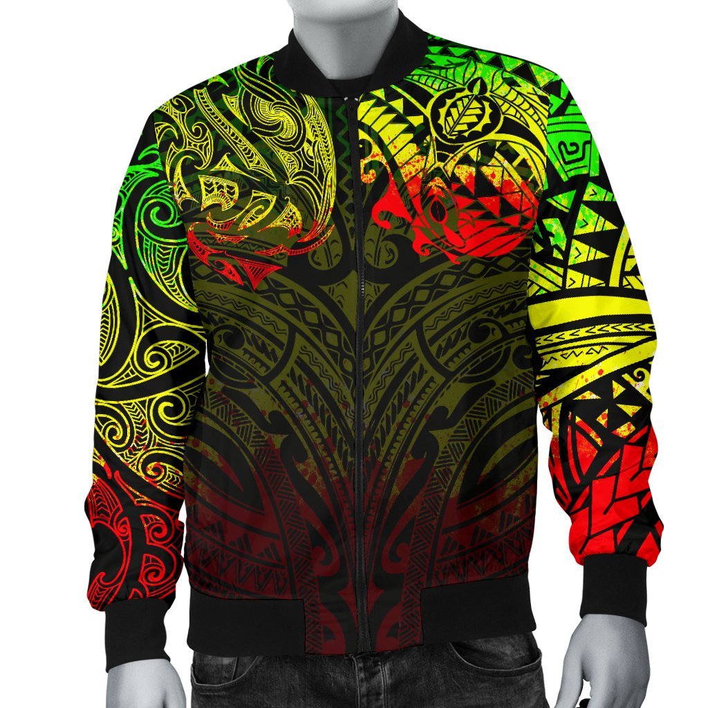 New Zealand Men's Bomber Jacket, Maori Polynesian Tattoo Reggage - Vibe Hoodie Shop