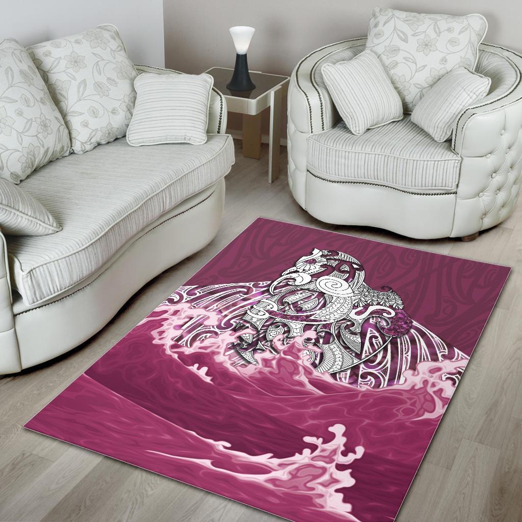 Maori Manaia The Blue Sea Area Rug, Pink - Vibe Hoodie Shop