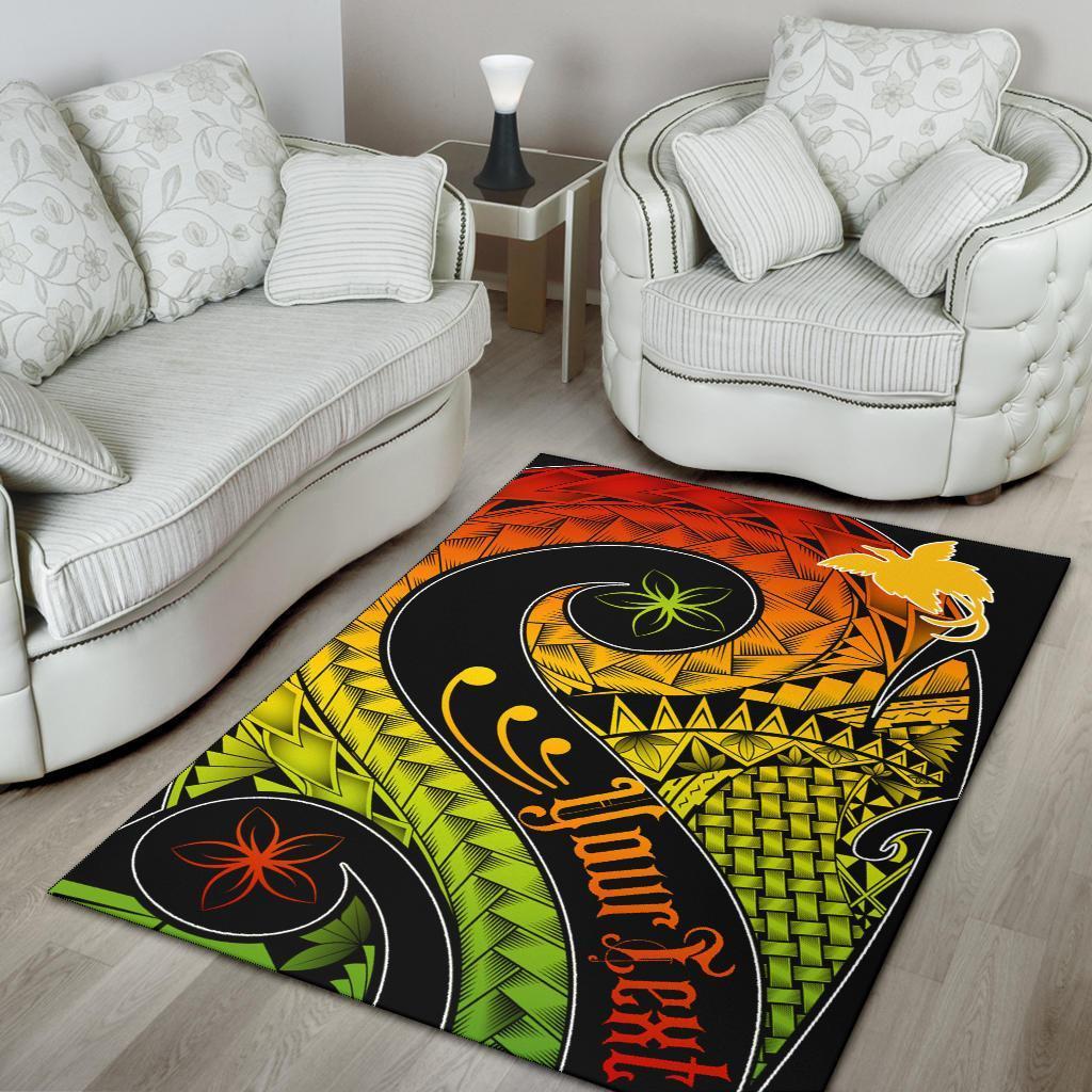 Papua New Guinea Personalised Area Rug - PNG Bird And Polynesian Decorative Pattern - Vibe Hoodie Shop