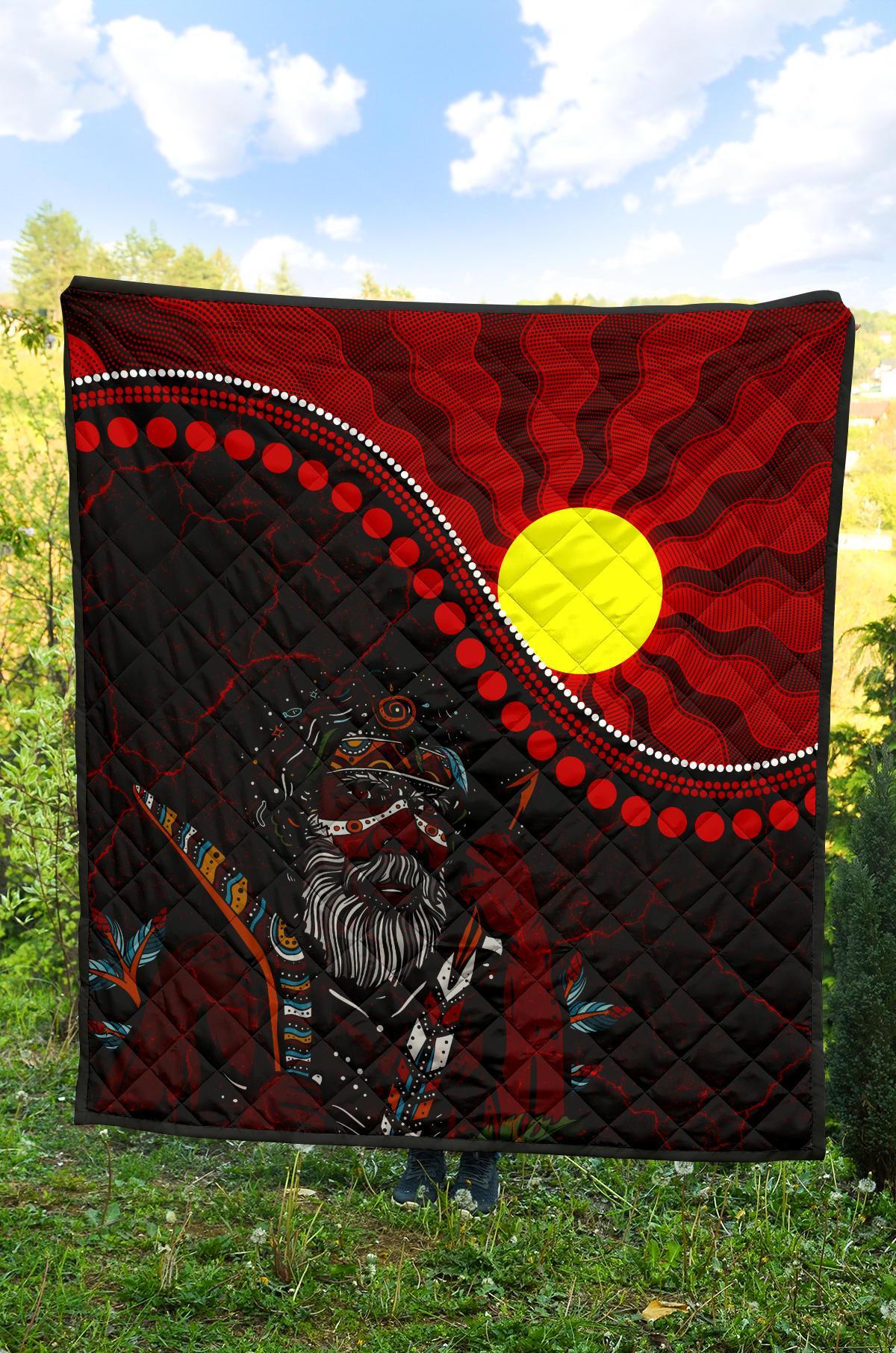Aboriginal Premium Quilt - Indigenous People And Sun - Vibe Hoodie Shop