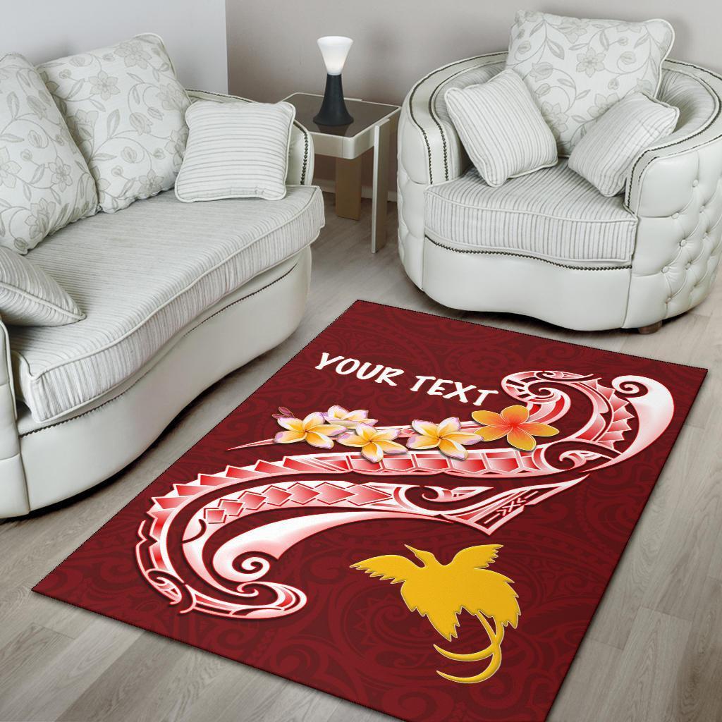 Papua New Guinea Custom Personalised Area Rug - PNG Seal Polynesian Patterns Plumeria - Vibe Hoodie Shop