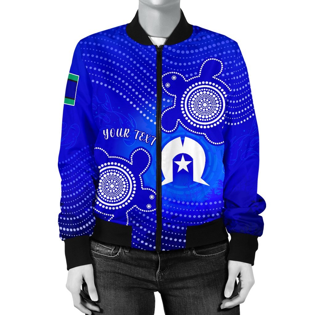 Custom Torres Strait Islanders Women's Bomber Jacket - Torres Symbol With Indigenous Turtle - Vibe Hoodie Shop