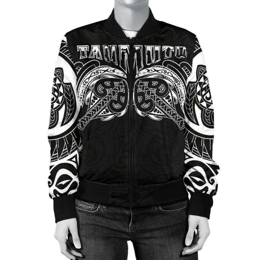 New Zealand Women's Bomber Jacket, Maori Taumutu Tattoo - Vibe Hoodie Shop